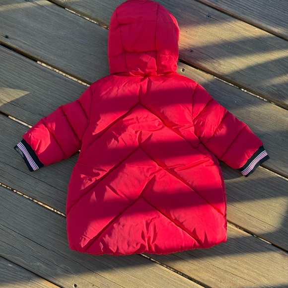 Catimini Red Hooded Puffer Jacket with Mittens - Picture 2 of 5